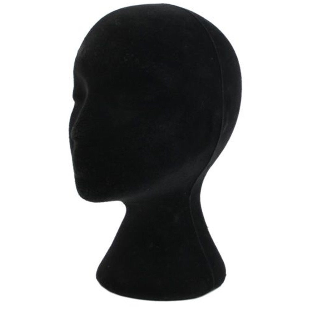 Vrouwelijke Piepschuim Mannequin Hoofd Zwarte Pruik Glazen Hoed Display Stand Populaire Schuimkraag Model Opslag Houders 1Pc