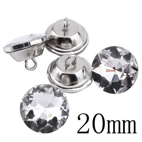 50Pcs Naaien Knoppen Crystal Diamante Ronde Knoppen Voor Kleding Ambachten Hoofdeinde Diy Kleding Knop Diamant Naaien Accessoires: 20mm