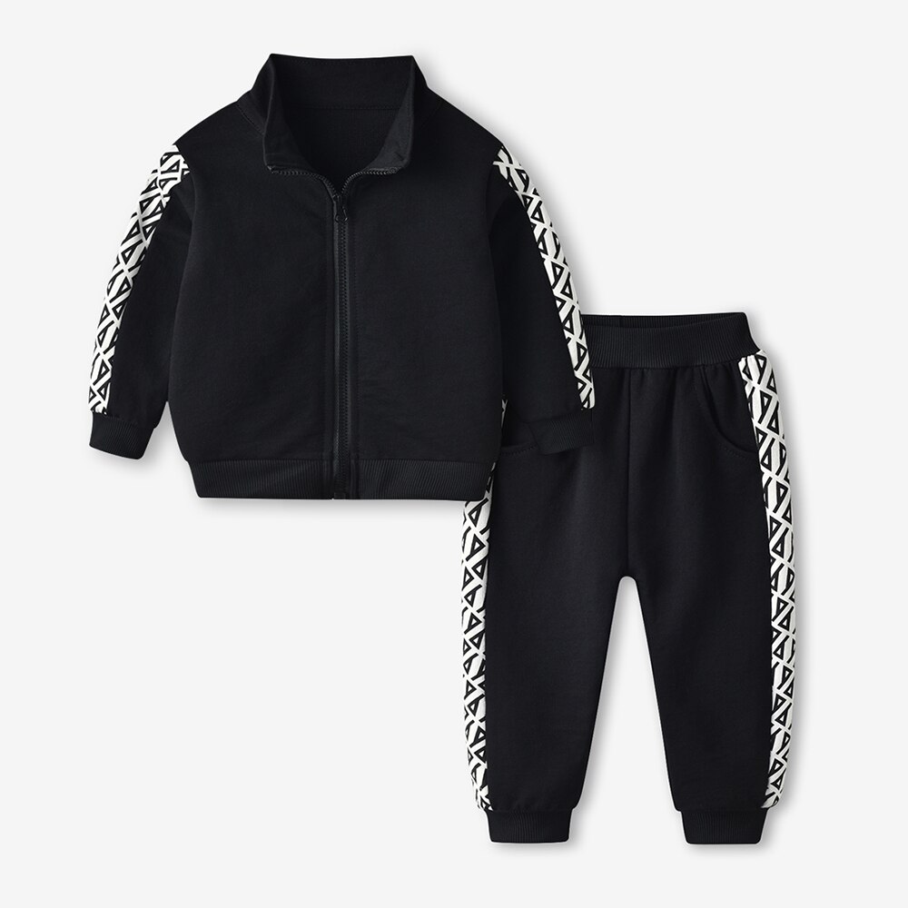 Partes de arriba otoño primavera bebé niños ropa de niños niños sudaderas con capucha chaqueta pantalones 2 unids/set niño traje de chándal infantil: Blanco / 6 meses