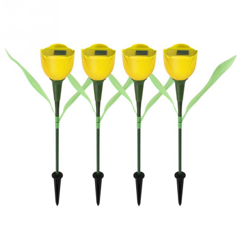 8 farger utendørs hage solcellelys solcelledrevet led tulipan hjemme plenlampe landskap natt blomsterlampe 1pc: Gul