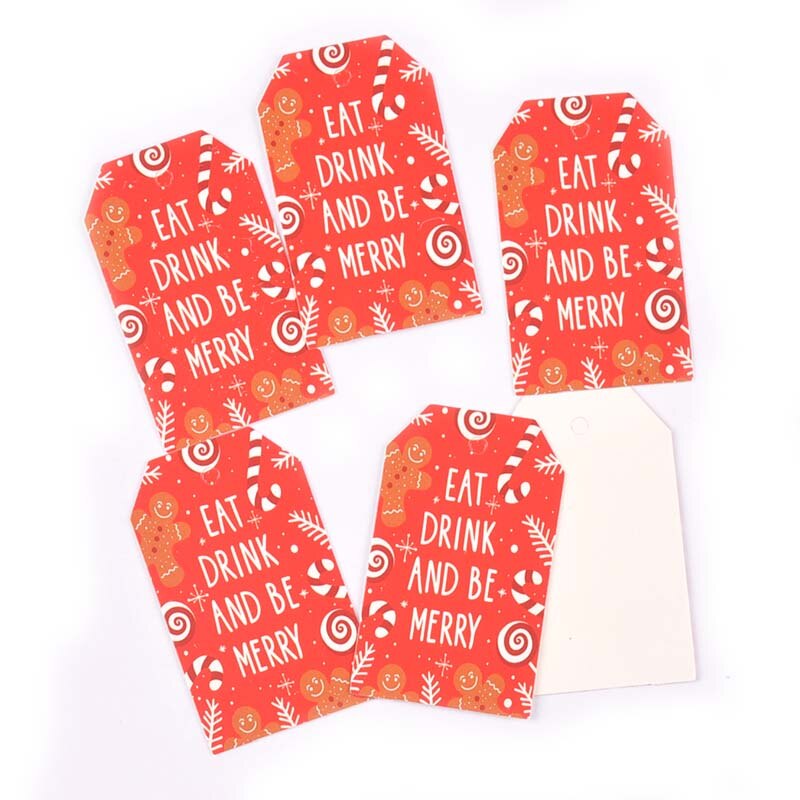 50 pièces papier Kraft mélangé carte père noël arbre papier étiquette HangTag bricolage fête boîte à bonbons étiquette de cuisson décor de noël C3010: 13