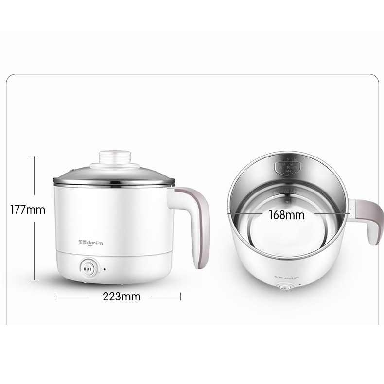 Mini Electric Cooking Pot 1.2L Electric Skillet Stainless Steel Electric Caldron Household Boil Stew 304