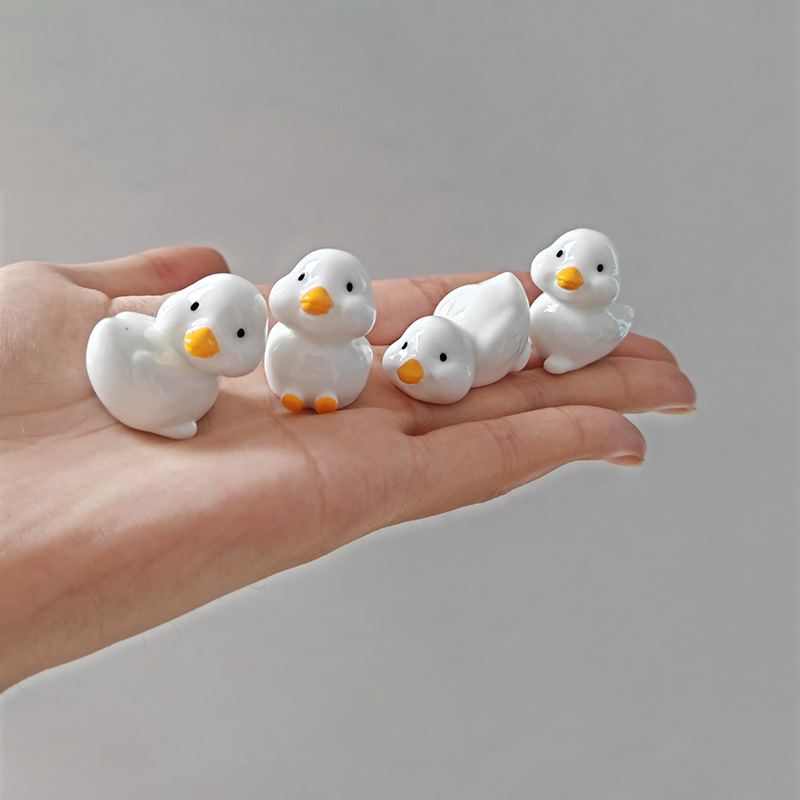 BAIUFOR pez hoja de loto pato de dibujos animados conjunto terrario acuario figuritas DIY Hada jardín pecera paisaje miniatura decoración del hogar