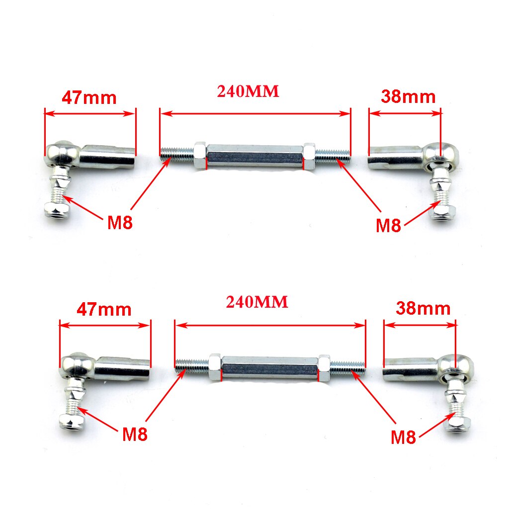 2 pce 100MM-240MM M8 Steering Tie Rod kit Ball Joint For 2 Stroke Electric Mini Kids ATV Go Kart Buggy Scooter Parts: Pole length 240MM