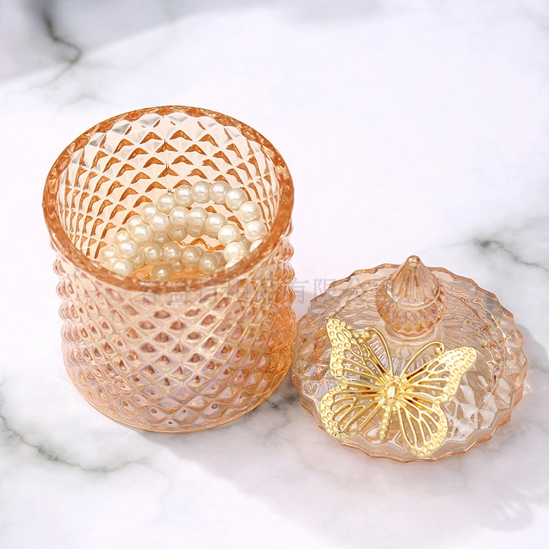 Kreative Glas Glas Kerze Glas mit Deckel Mehrfarbig Schmuck Lagerung Kasten Runde Lagerung Glas Wohnzimmer Heimat Lager Krug