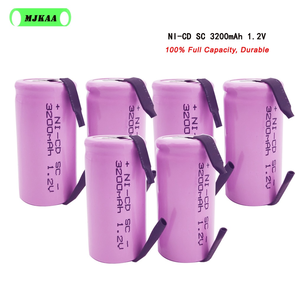 Mjkaa 10 Stuks Sc 1.2V 3200Mah Oplaadbare Batterij 4/5 Sc Sub C Ni-Cd Mobiele Met Lassen tabs Voor Elektrische Boor Schroevendraaier