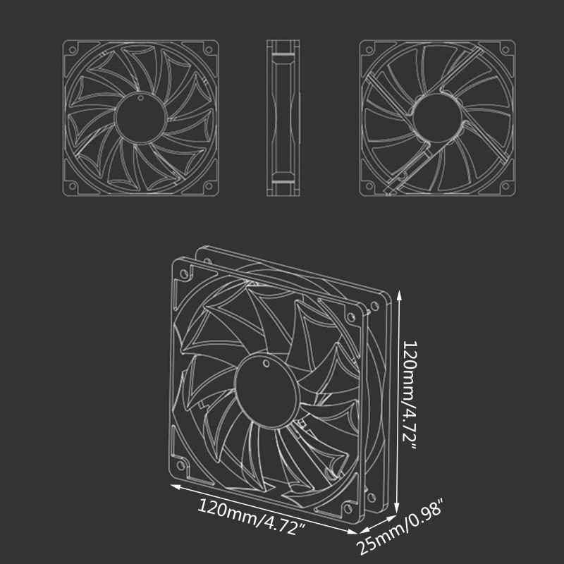 4 Pin 120Mm 1800Rpm Pwm Pc Case Fan Speed Verstelbare Hoge Luchtstroom Cpu Radiator Lange Levensduur Ultrastille computer Cooling