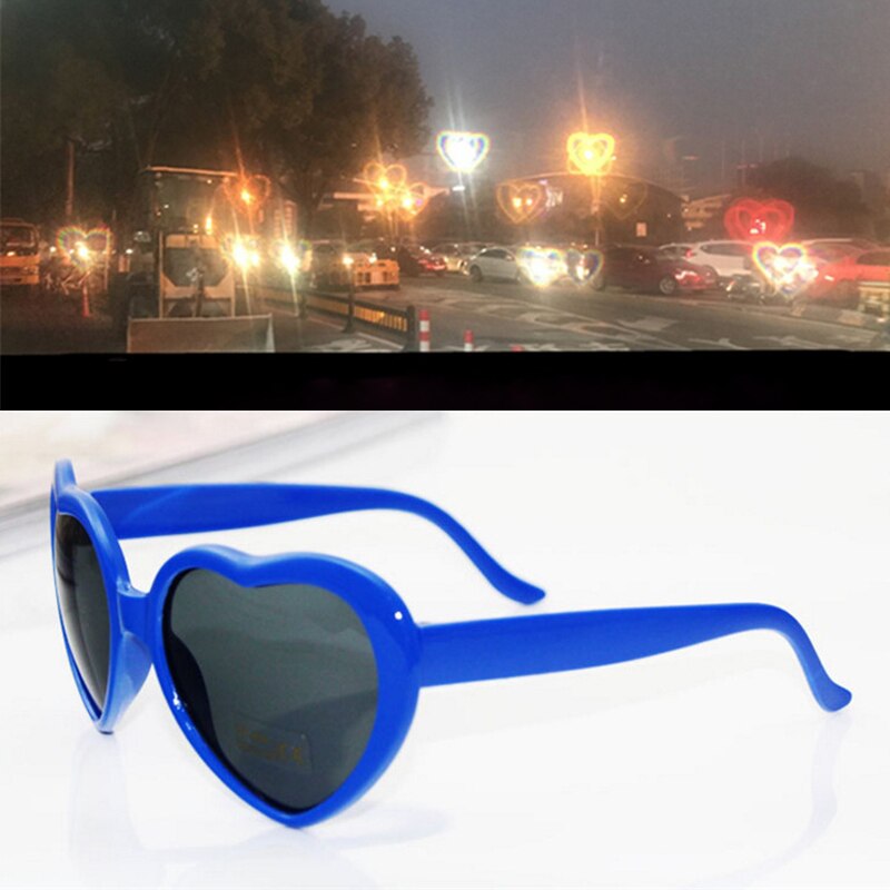 Liefde Hart Vorm Zonnebril Vrouwen Pc Frame Licht Veranderen Kleurrijke Zonnebril Vrouwelijke Rode Roze Tinten Magic: Blue