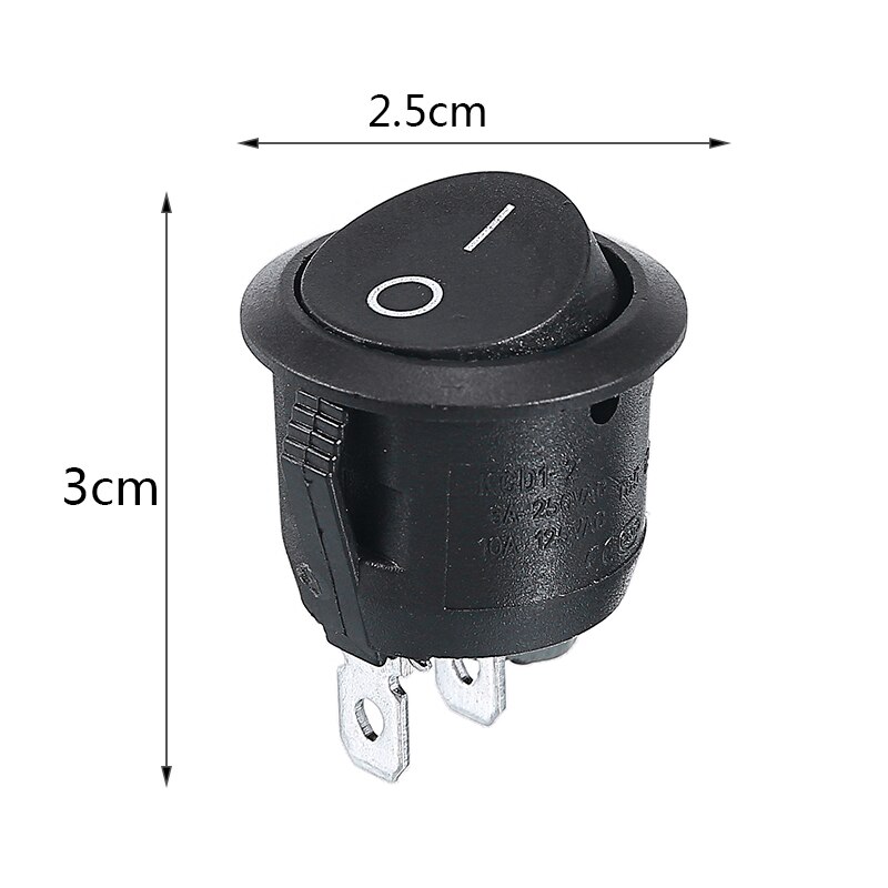 10 st 2 -stifts rund vippströmbrytare 12v ac 250v 6a led-belysta strömbrytare universal för bilbåt skåpbil instrumentbräda