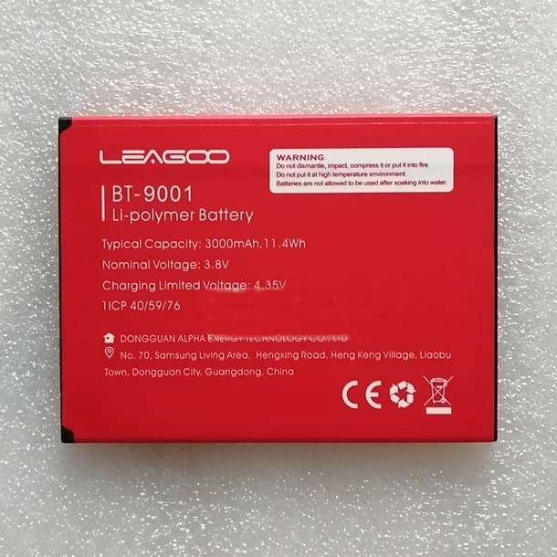Batterie d'origine pour téléphone leagoo BT-9001 3000mah 3.8V pour téléphone leagoo BT-9001