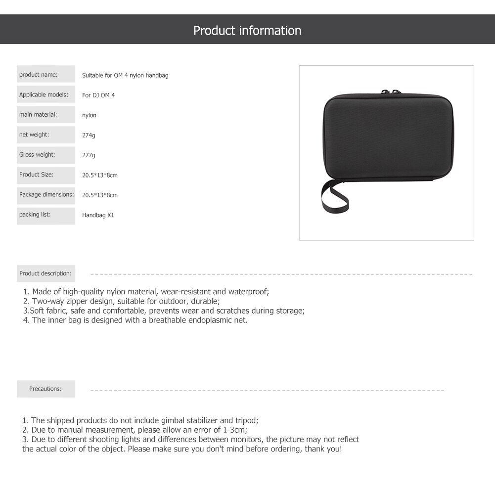 Przenośna torebka robić przechowywania Gimbal dla DJI OSMO mobilny 4 OM4 nylonowa sakiewka sprzęt elektroniczny futerał ochronny