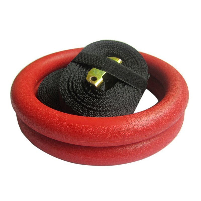 ABS Gymnastic Rings Exercise Rings Fitness Crossfit Home Gym Muscle Training Fitness Equipment: Red