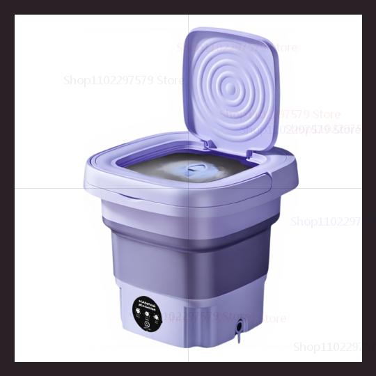 8L Foldable Washing Machine with Drain Hose Full Automatic Mini Laundry Machine for Apartment Dormitory Hotel Portable Washer: PURPLE