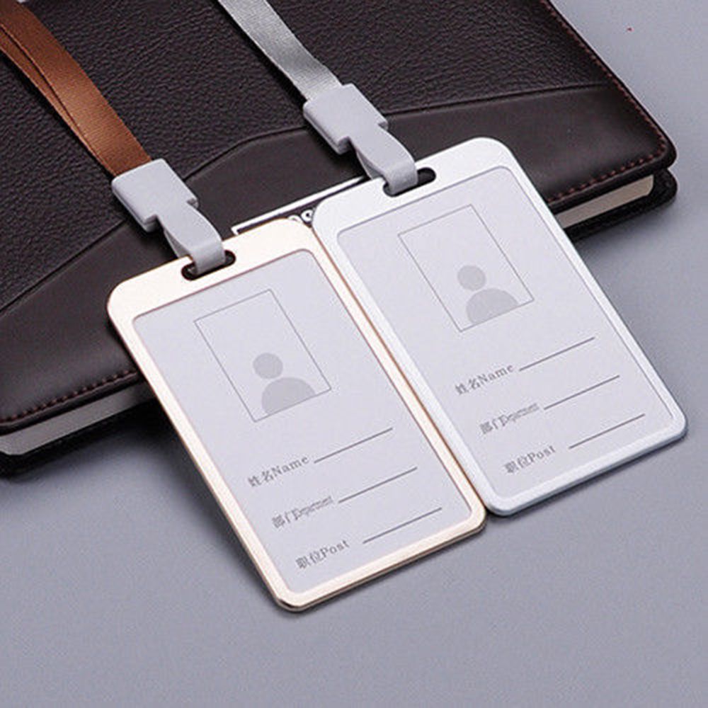 1 stk metal ramme id badge kortholder forretningssikkerhed pass tag holder med snor