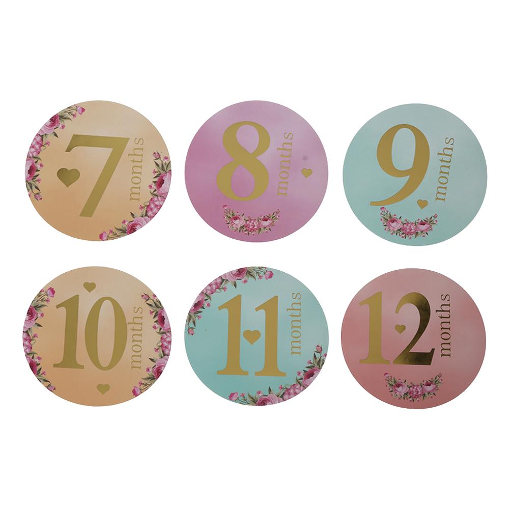 12 Stks/set Maand Sticker Baby Fotografie Milestone Gedenkteken Maandelijkse Pasgeboren Herdenkingsmunt Card Nummer Foto Props Accessoires
