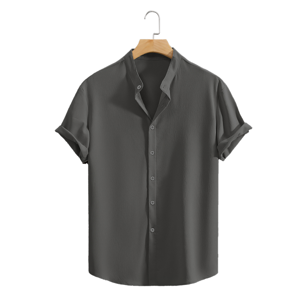 Heren casual strand shirts met korte mouwen effen kleur los casual ademend shirt lichtgewicht streetwear mannelijke tops: XXL / Donkergrijs
