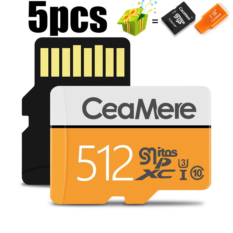 CeaMere tarjeta Micro SD 256GB/128GB/32GB UHS-3 64GB/16GB/8GB Clase 10 UHS-1 tarjeta de memoria Flash de 4GB de memoria Microsd gratis Tarjeta de lector