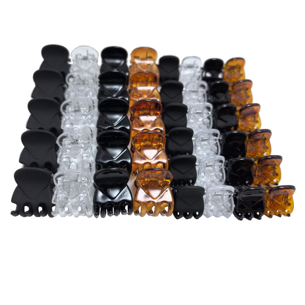 50 Stks/partij 1-1.5Cm Kleine Mini Haar Klauw Clips Zwart Bruin Doorzichtig Doorzichtig Plastic Clips Haarspeld Kids Haar Styling Klem Vrouwen