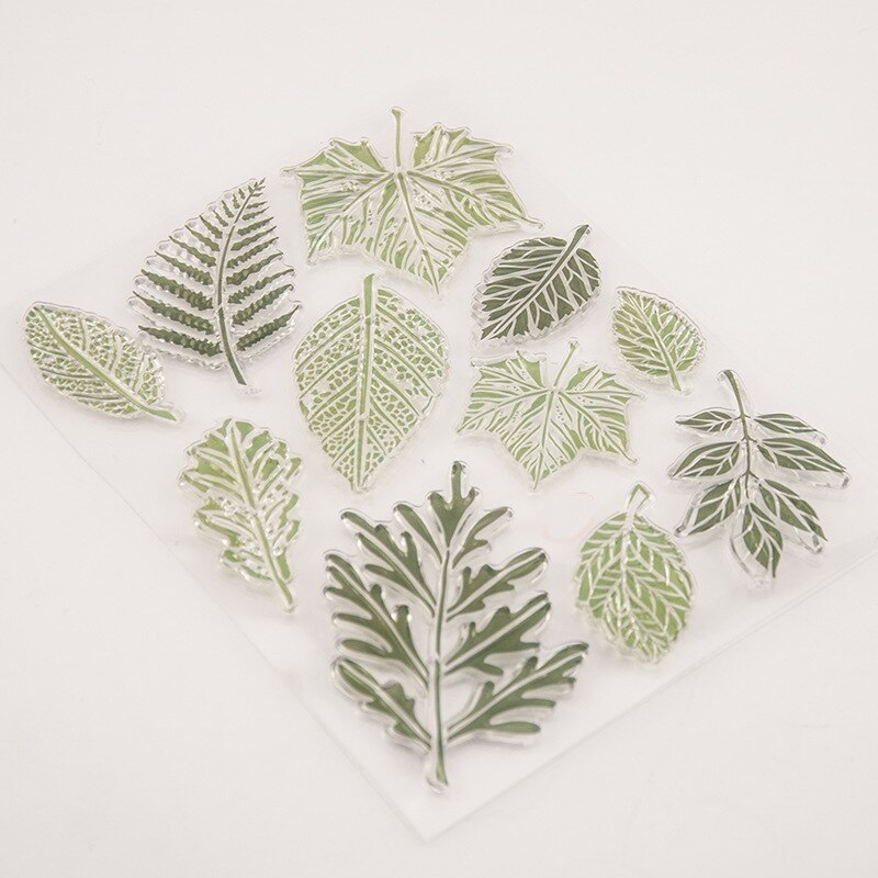 1 Set Van Transparante Groene Bladeren Siliconen Clear Stempel Voor Scrapbooking Album Diy Craft Achtergrond Decoratie Rubber Stamp