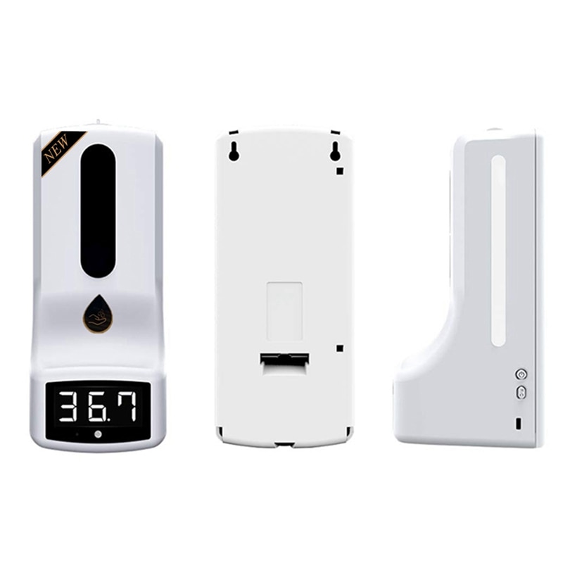 Wall-Mounted Thermometer with Hand Dispenser, K9 Automatic Temperature Measurement, with Alarm, for in Offices Schools