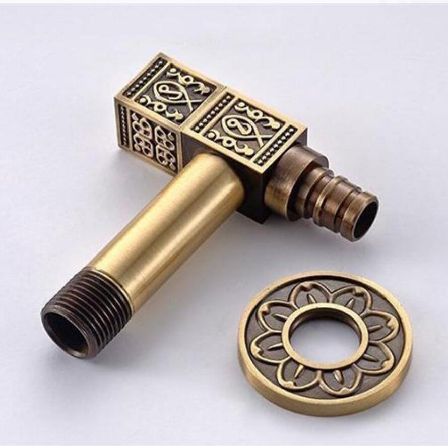 Antique Brass Carved Washing Machine Tap Single Cold Water Laundry Sink Faucet