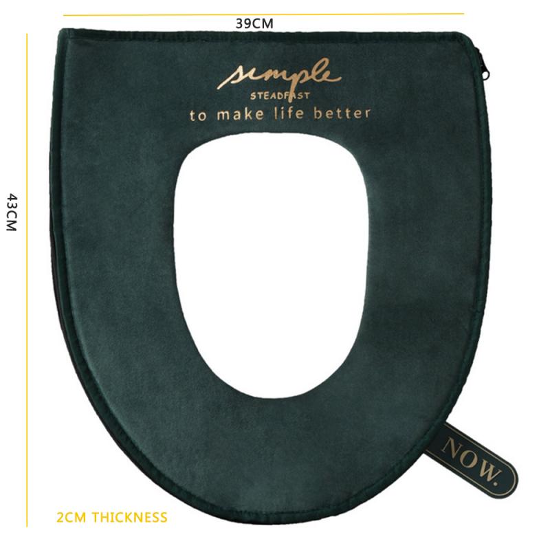 Uniwersalny pokrowiec na deskę sedesową zapinany na suwak na zimę miękki podgrzewany zmywalny podkładka na siodełko WC Podkładka sedes robić łazienki pokrowiec na deskę sedesową: ciemny zielony