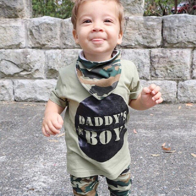 Camouflage baby tøj farens dreng pige kortærmet t-shirt toppe + bukser tøj småbørn tøj sæt 0-24m