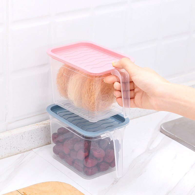 Transparent PP Refrigerator Storage Box Grains Beans Storage Box With Handle Fridge Cabinet Freezer Organizer Kitchen Gadgets