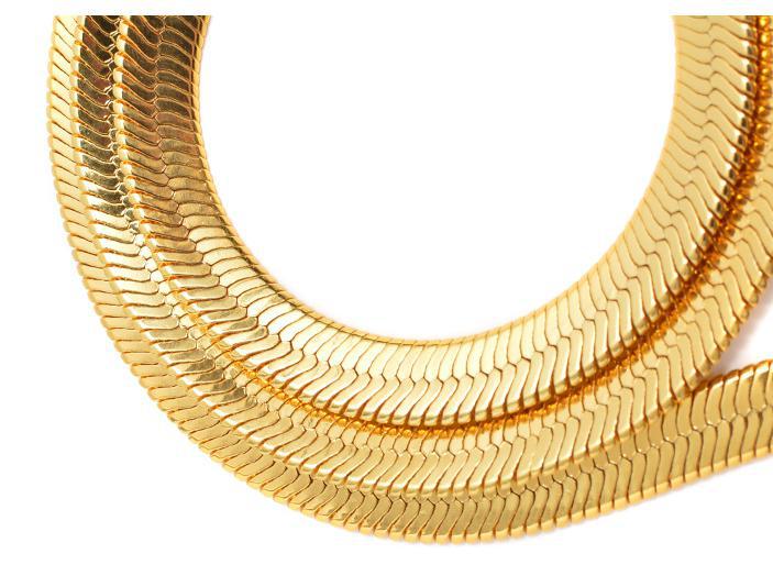 Hip Hop 75Cm Herringbone Chain Mode Stijl 30in Snake Kettingen Gouden Kettingen Kettingen Sieraden Voor Bar Club Mannelijke vrouwelijke: gold / 30inch 10mm