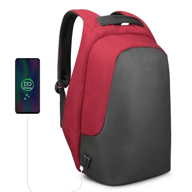 Tigernu Rucksack Anti Theft für 15,6 zoll Laptop Mochilas Splash für Männer Frauen Rucksack mit USB Lade Reise: Red