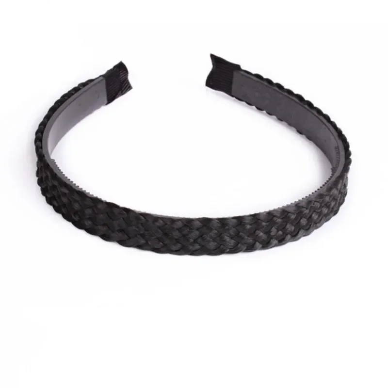 Women Hair Band Fishbone Braid Lazy Wig Twist Braid Headband Hairpin Bohemia Non-slip Headdress Bridal Hair Accessories: Dark Grey