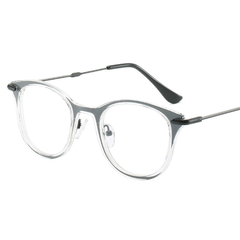 Vintage Eyewear Bril Frame Clear Glazen Half Frame Metalen Brillen Optische Bril Casual Frame Studenten Nep Bril: light black