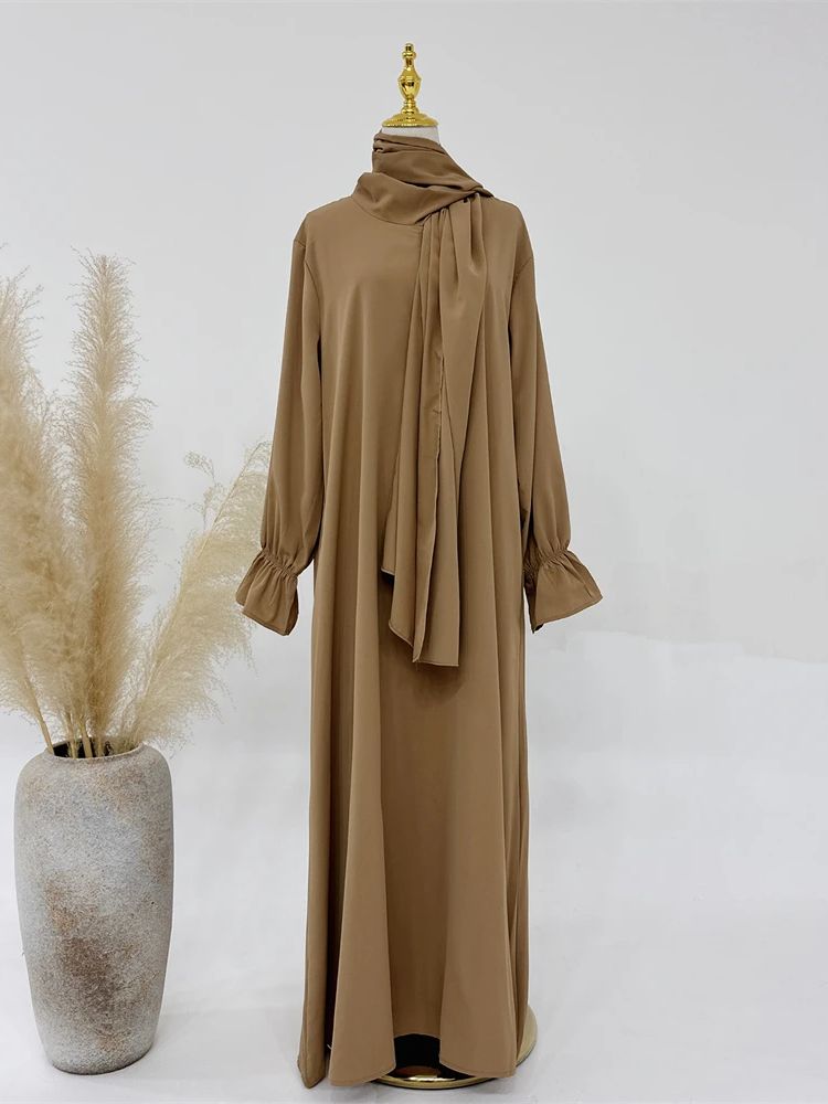 Ramadan muslimsk blygsam klädsel bönekläder för kvinnor eid abaya dubai kalkon islam kaftan mantel femme muslimska vestidos: S / Orange