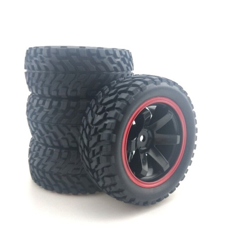for 1:10 Rally Car 75mm Rubber Tires and Wheel Rims for 1/10 Scale HSP 94123 HPI Kyosho Tamiya RC on Road Car: Default Title