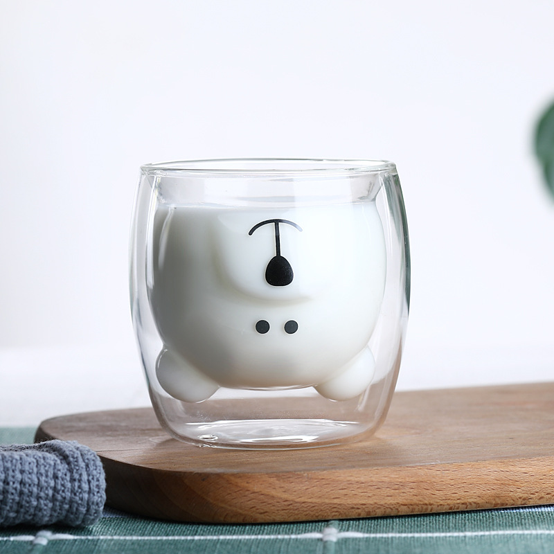 Cat Claw/Paw Cup Double Glass Coffee Mug Cartoon Cute Cat Milk Juice Cup Home Office Cafe Tazas Best for Festival KEDICAT: Red