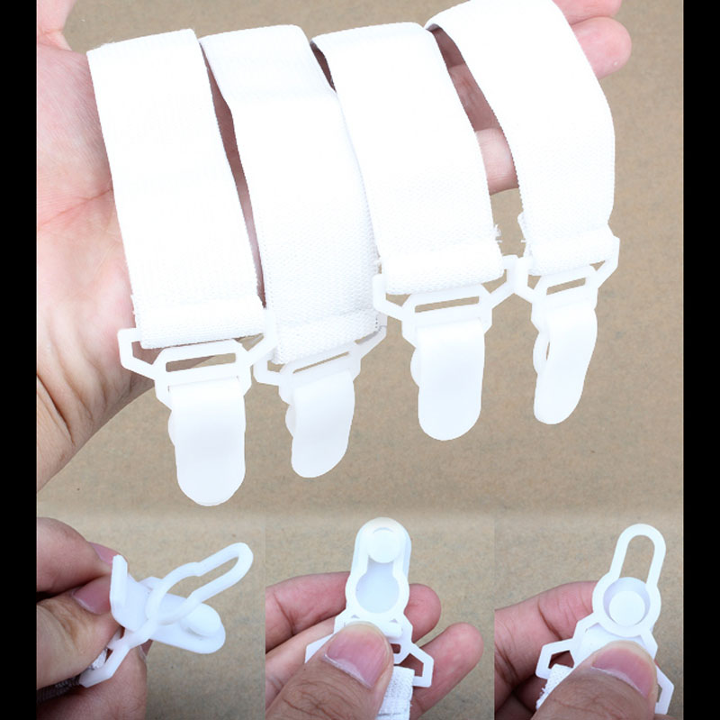 4 Pcs Bed Sheet Fasteners Clip Elastic Suspenders Grippers Holder --M25