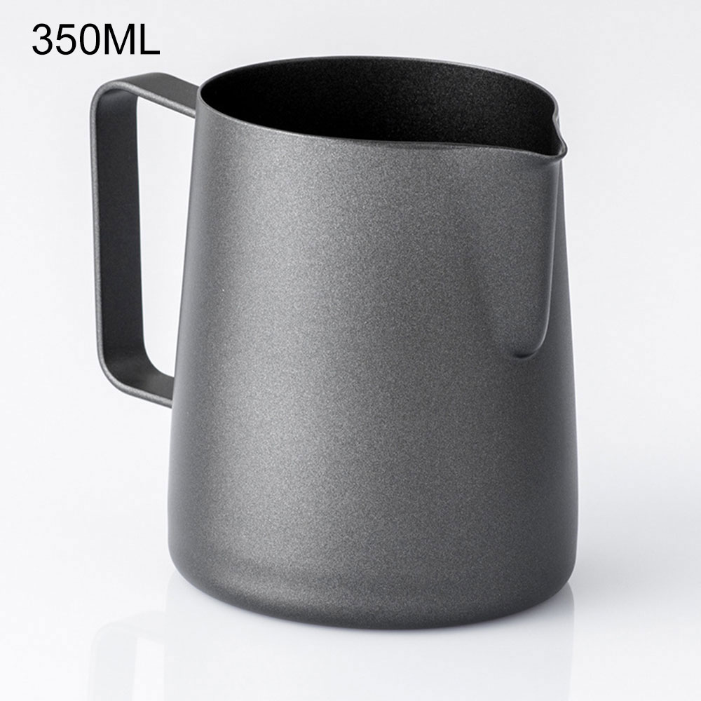 600ml rustfrit stål mælkekande barista håndværk kaffe latte mælkeskummekande kande med termometer til fremstilling af kaffe: Grå 350ml