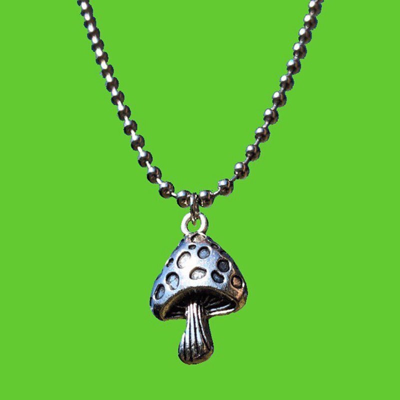 Harajuku – collier pendentif en métal champignon pour femmes et hommes, plante Vintage Punk Cool, collier ras du cou, déclaration de , bijoux nouveauté: Default Title