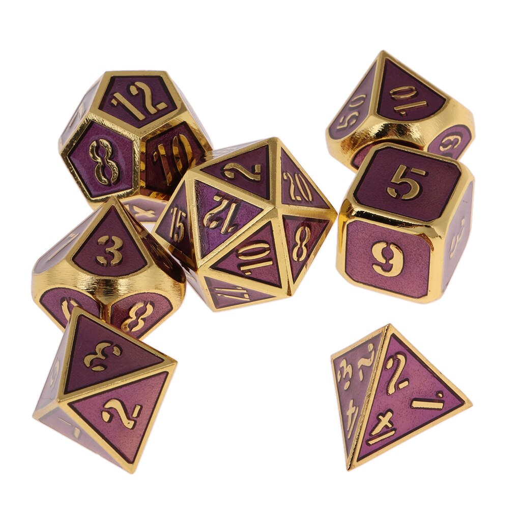 7Pcs Multi-sided Dice Set D&amp;D Dice Game zinc alloy Polyhedral Dice Solid Metal 7-Piece RPG Dice Set