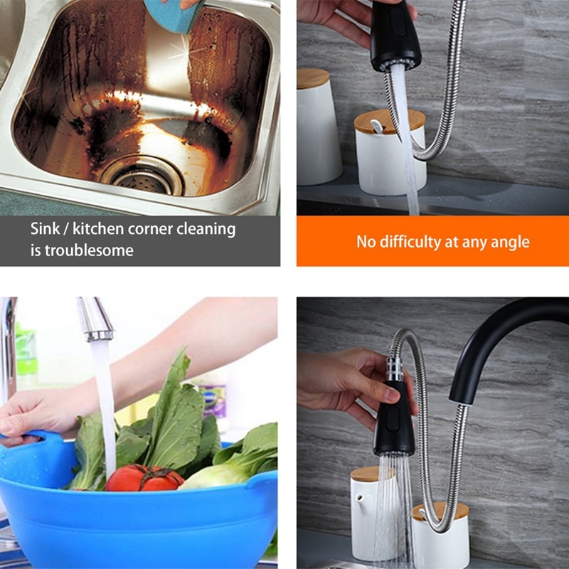 Pull-Down Kitchen Faucet Kitchen Sink Mixing Faucet 2 Kinds of Shower Nozzles and Cold Faucet