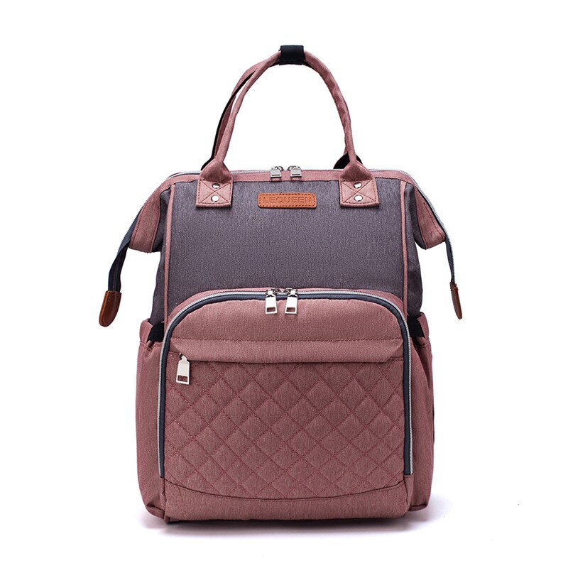 Lequeen Plaid Baby Luier Tas Extra Grote Moederschap Mama Rugzakken Waterdichte Wandelwagen Rolstoel Luier Rugzak Voor Mama Reizen: Pink And Grey