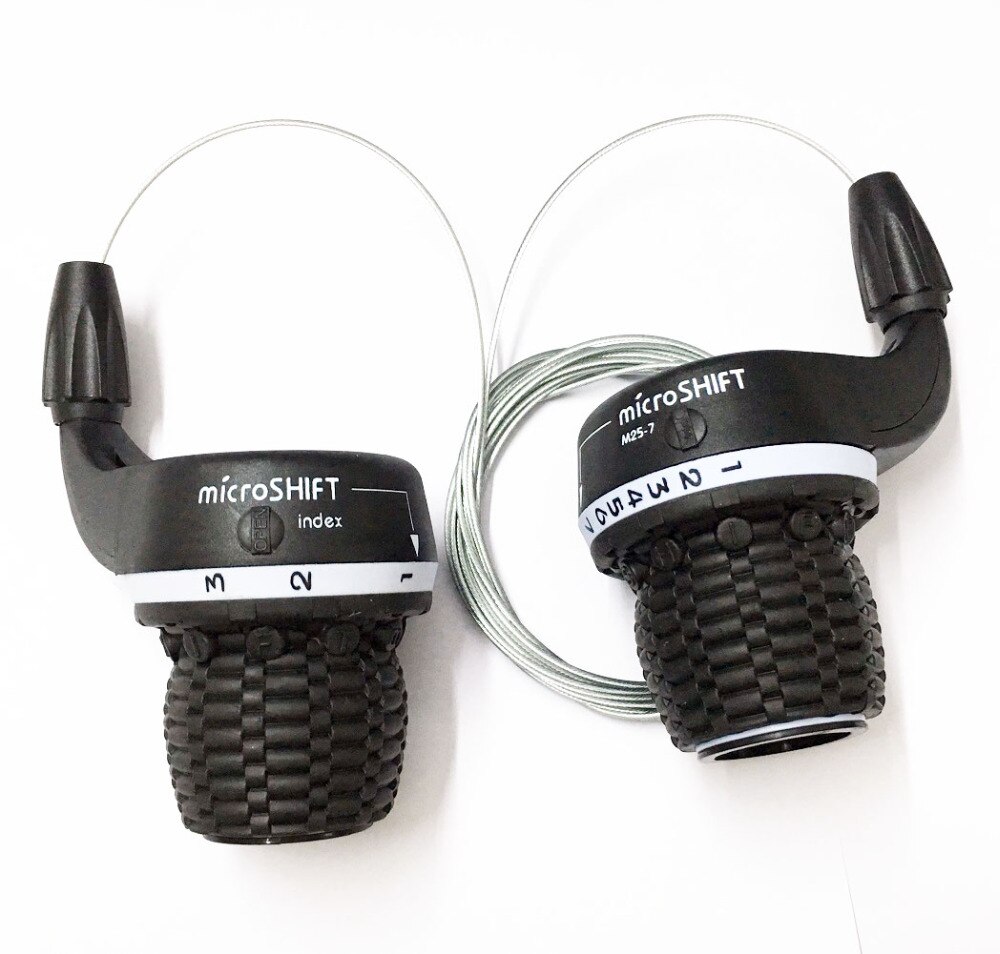 Microshift Twist MTB Cycling Bike Left &amp; Right Twist Grip Gear Shifters 3X7 Speeds Trip DIP Compatible for Shimano Shifters