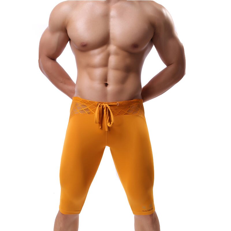 Mallas deportivas supertranspirables para hombre, Leggings de compresión para gimnasio, culturismo: Yellow / S