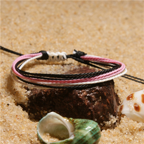 DIEZI Böhmen Ethnische Männer Weben Regenbogen glück freundschaft Armband Für Frauen Handgemachte Seil Armbänder Pulseras Mujer Schmuck: pink black white