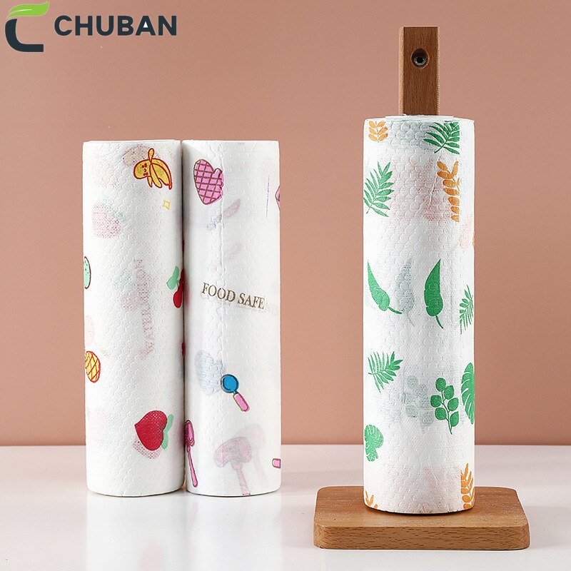 CHUBAN Convenient 50pcs/roll Clean Paper Kitchen Dishcloth Oil Absorbent Paper Towel Wet Dry Dual Purpose Dish Towe Lazy Rag A23