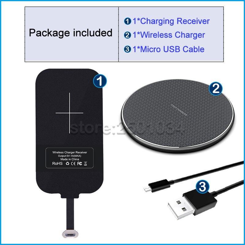 Qi Wireless Charging for Samsung Galaxy On6 M10 A6 A7 A6+ A10 A10S A01 A11 Wireless Charger+Micro USB Receiver: Receiver and Charger