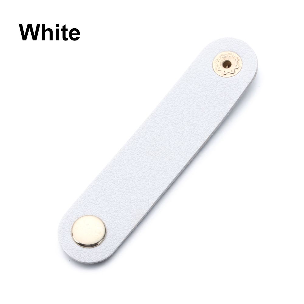Cable Organizer Leather Wire Binding Data Cable Tie Management Bobbin Winder Marker Holder Tape Lead Straps Cord Holder: White