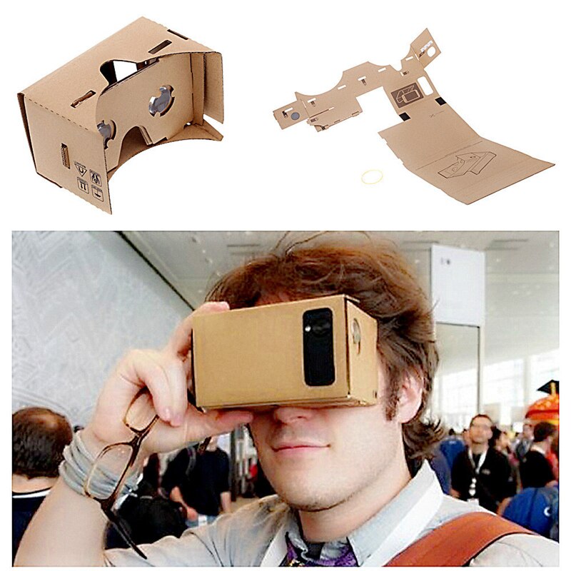 Google kartonnen cardbord lnette video 3 d gerceklik virtual reality bril 3d vr bril smartphone helm headset lens vr doos