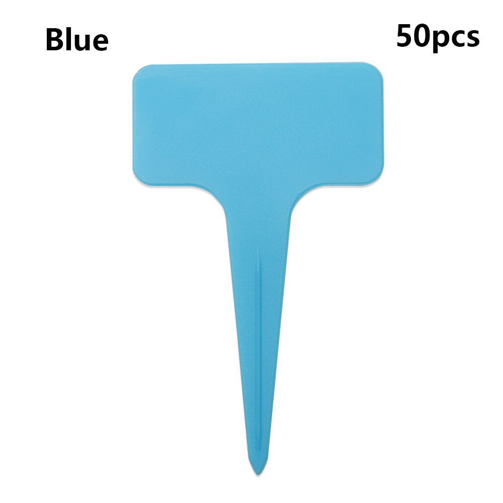50PCS/Pack Reusable Plastic Garden Tools Farm Seedling Mark Plant Tag T-shape Flower Sign Plate Gardening Labels: Blue