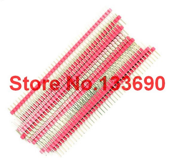 10PCS/LOT 1x40 Pin 2.54MM single row male Pin Header connector ROHS,Color(red) pin header